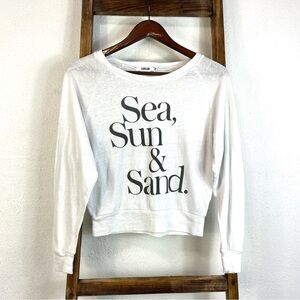 CHRLDR Sea Sun & Sand White Lightweight Crewneck Long Sleeve Top Size XS